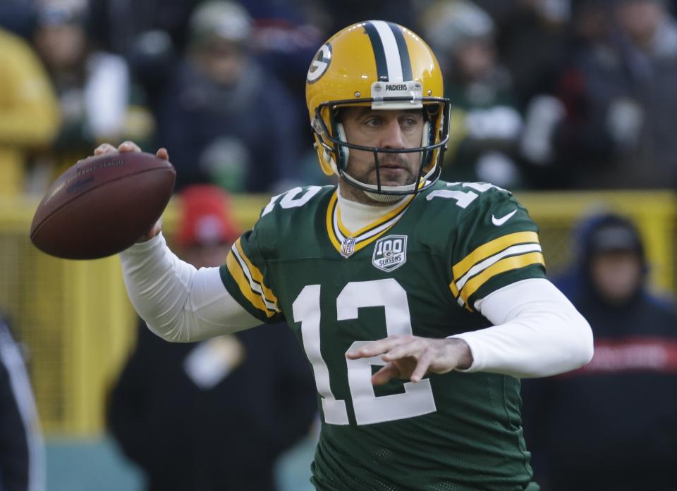 Green Bay’s Aaron Rodgers has not thrown an interception since Week 4. (AP)