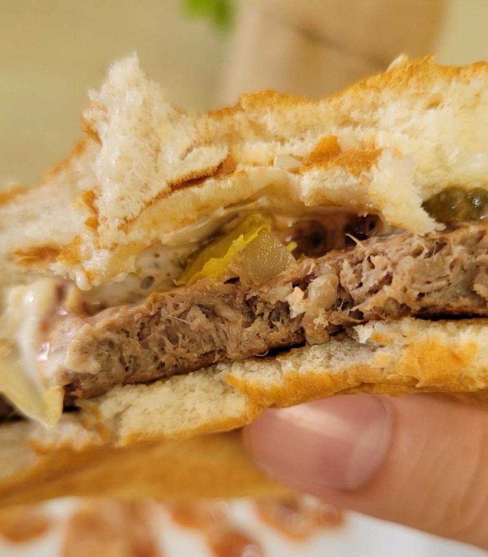 Burger King Singapore's Plant-based Whopper, made a with a meat-free soy and wheat-based burger patty from The Vegetarian Butcher. (Photo: Teng Yong Ping)