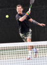 <p>Gavin Rossdale gives it his all on Thursday during a game of tennis in Los Angeles.</p>