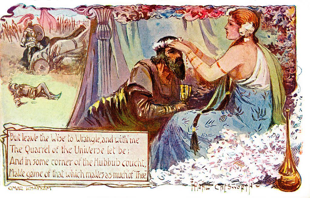 11th Century-style hip hoppery from the <em>Rubaiyat of Omar Khayyam</em>, translated by Edward FitzGerald and illustrated by Frank Chesworth. (Credit: Culture Club via Getty Images)