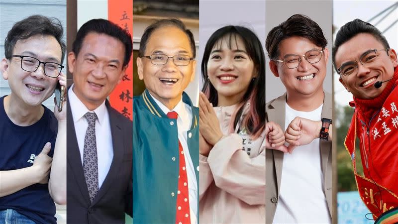 第11屆立委選舉結果出爐，黃揚明列出「6之最」，被點名的人包括鄭正鈐（左起）、林俊憲、游錫堃、黃捷、黃建賓、洪孟楷。（合成圖／翻攝自當事人臉書）