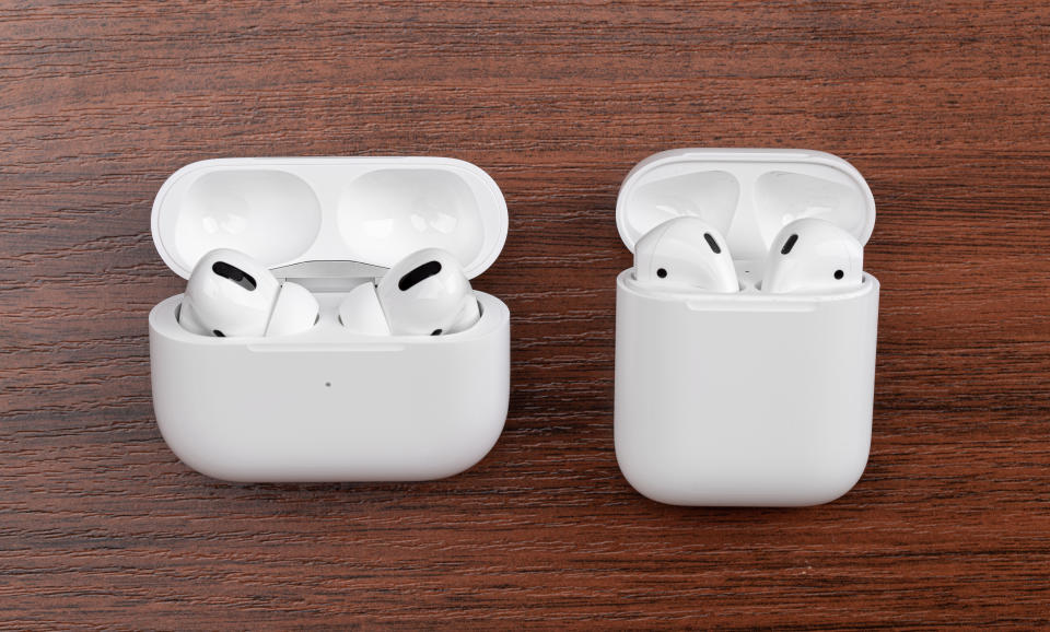 All version of <a href="https://amzn.to/3jx45Jm" target="_blank" rel="noopener noreferrer">AirPods</a> easily sync to all of your Apple devices via Bluetooth, and can play, pause or skip with a simple double-tap motion. The <a href="https://amzn.to/2YN9nYX" target="_blank" rel="noopener noreferrer">AirPods Pro</a> are different because of a unique noise cancellation and amplification mode. (Photo: Seremin via Getty Images)