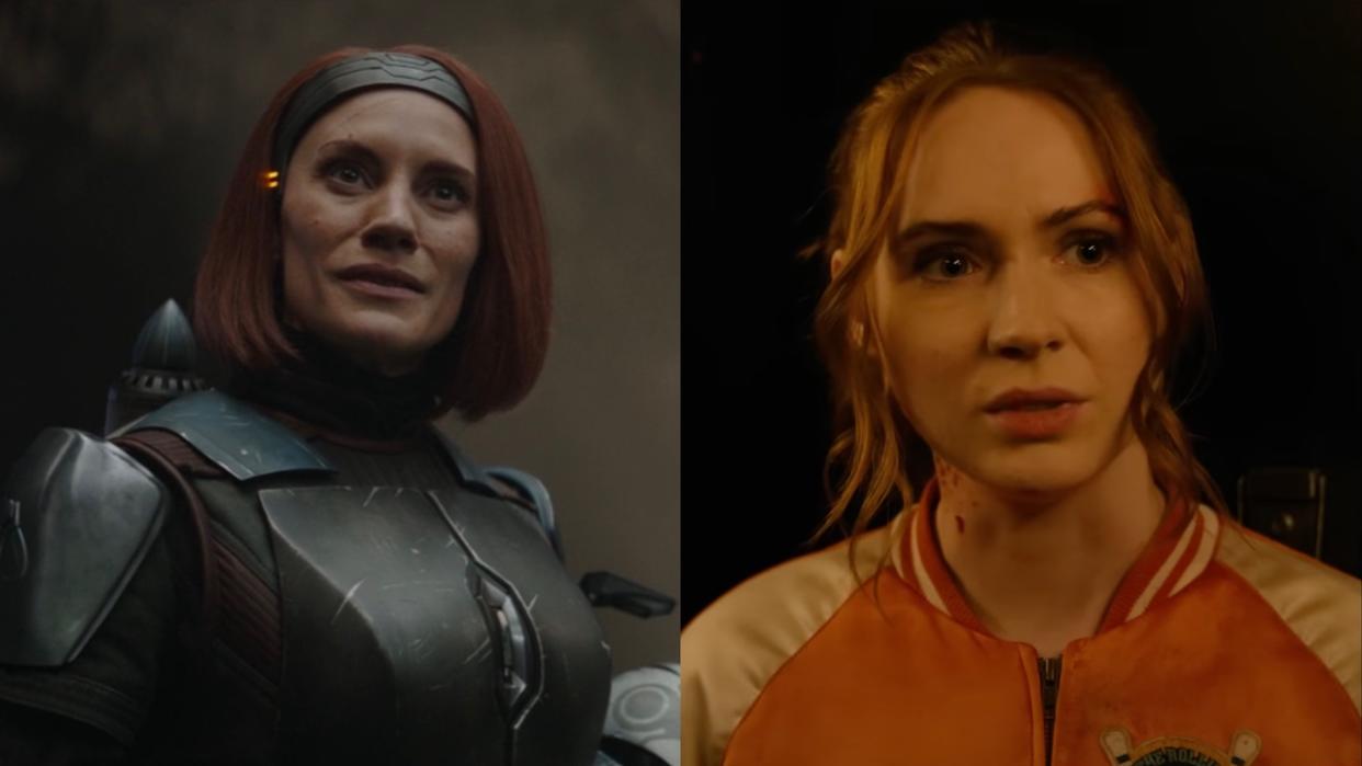  Katee Sackhoff in The Mandalorian and Karen Gillan in Gunpowder Milkshake 