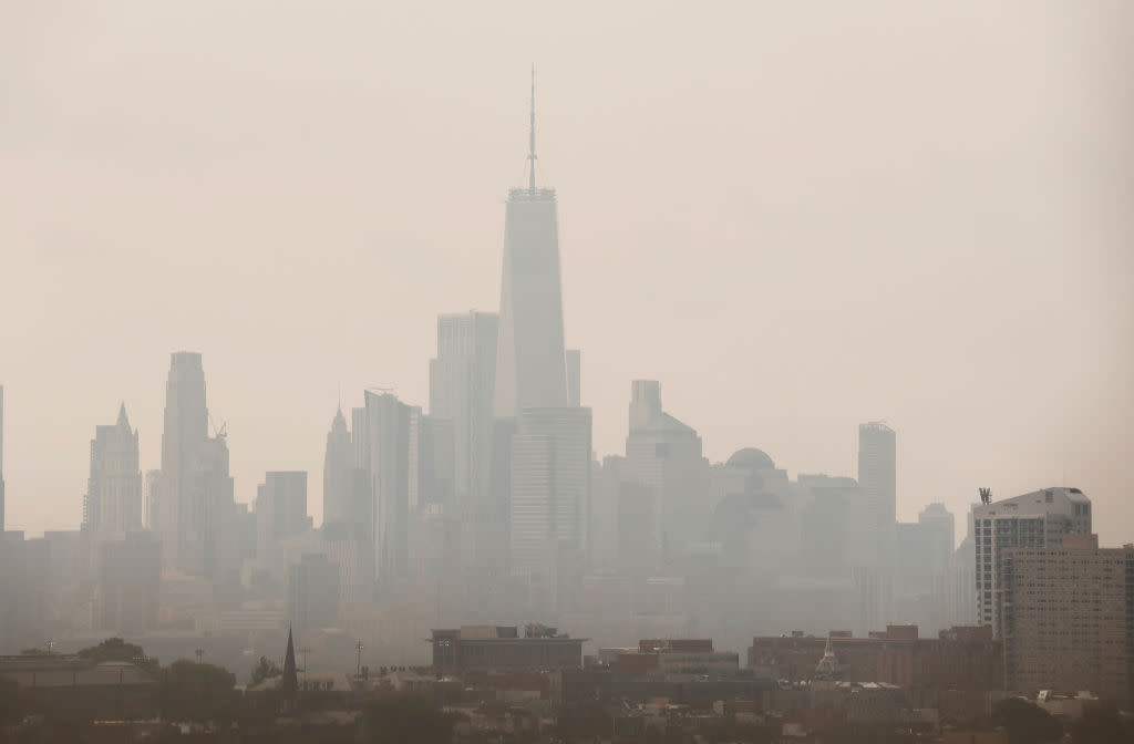 Haze Shrouds the Skyline of New York City