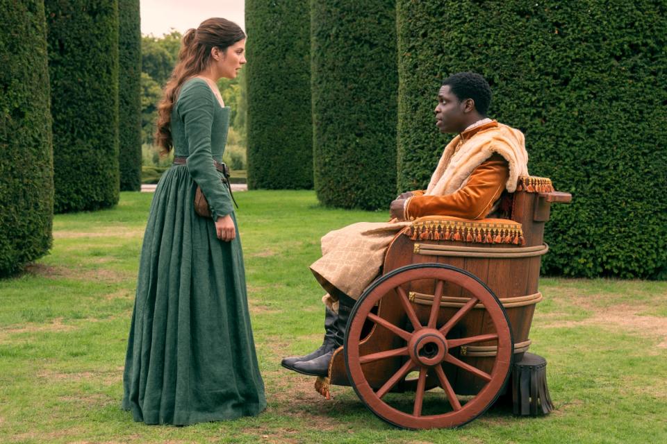 Lady Jane Grey (Emily Bader) with her cousin King Edward (Jordan Peters) (Courtesy of Prime Video)