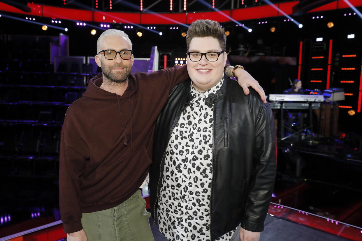 Jordan Smith helps out his old coach Adam Levine on <em>The Voice,</em> Season 14. (Photo: NBC)