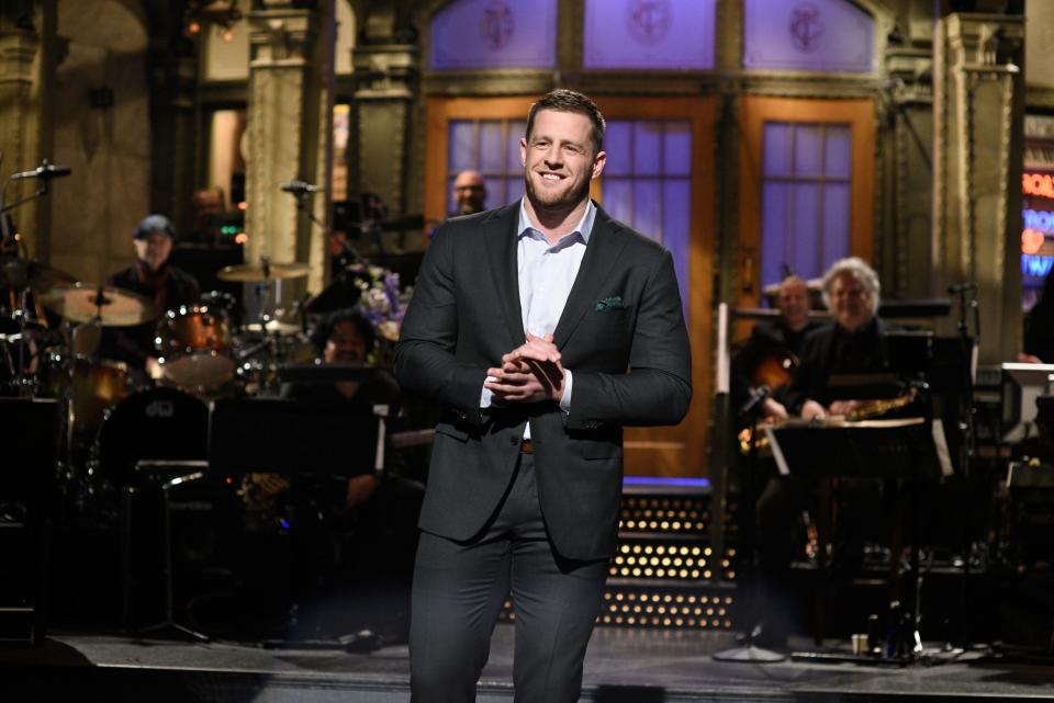 Host JJ Watt during the monologue on "Saturday Night Live" on February 1, 2020