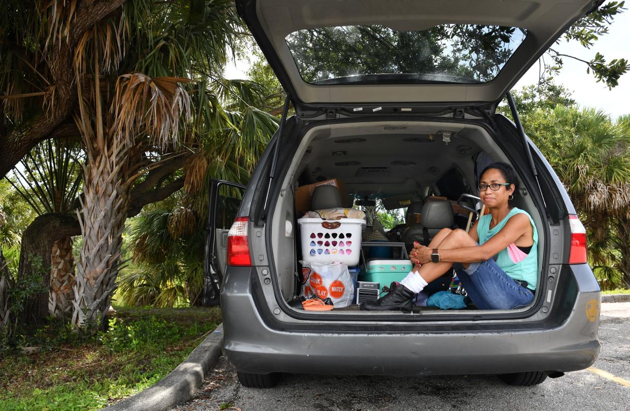 Army National Guard veteran Margarita Ping found a shady spot to park her van recently in Port Charlotte. Ping has been living out of the van for the past few months. With almost no credit history or savings of her own, she struggled to find stable housing.