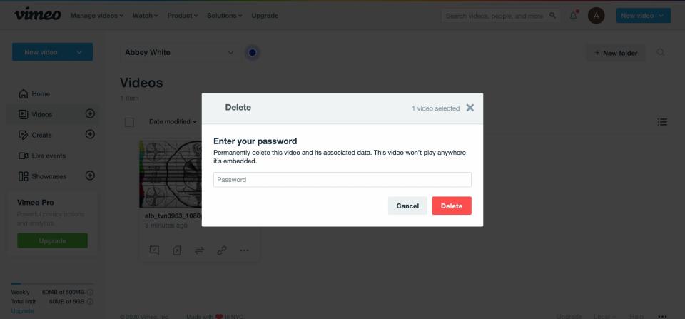 How to delete videos on Vimeo 5