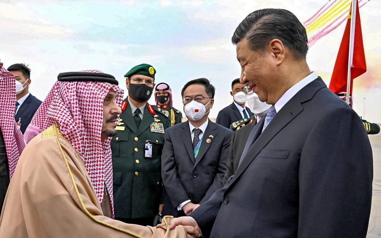 China's President Xi Jinping being received by the Governor of Riyadh province Prince Faisal bin Bandar al-Saud - AFP via Getty Images