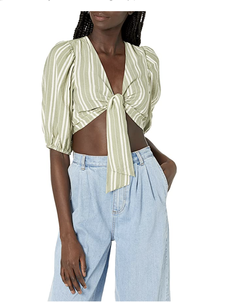 13) BCBGeneration Woven Tie Front Crop Top