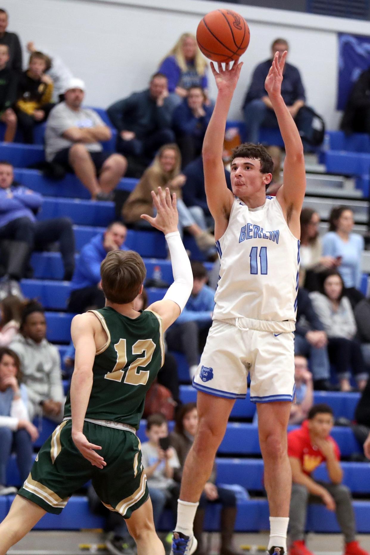 Jason Inbody made five 3-pointers and scored 21 points Jan. 14 to lead Olentangy Berlin to its first league win, 52-42 over Thomas Worthington.