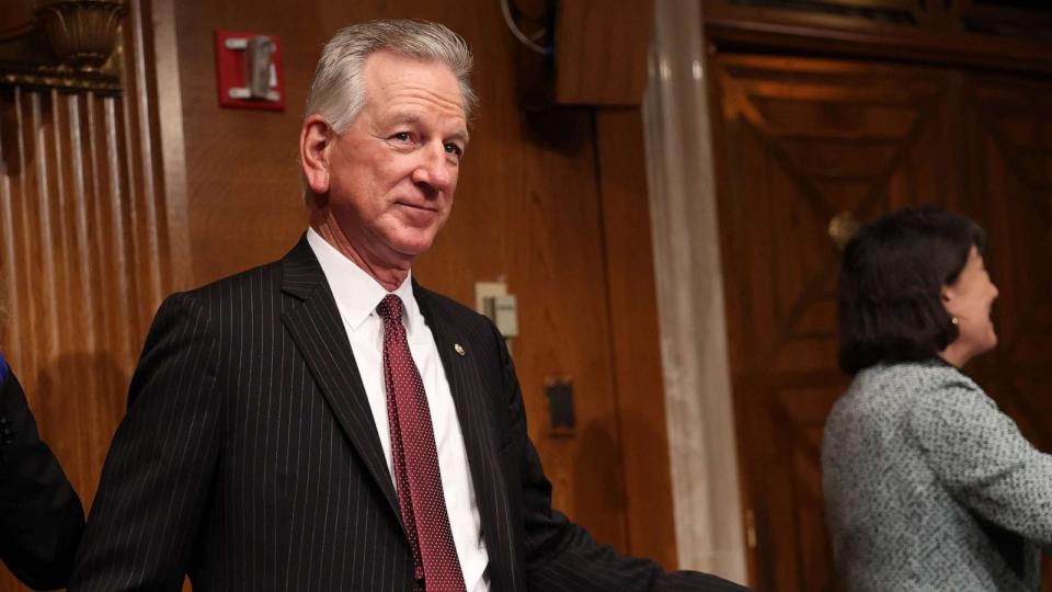 PHOTO: Sen. Tommy Tuberville arrives for the Senate Health, Education, Labor and Pensions Committee confirmation hearing for Monica Bertagnolli to be the next Director of the National Institutes of Health, Oct. 18, 2023 in Washington, DC. (Kevin Dietsch/Getty Images)
