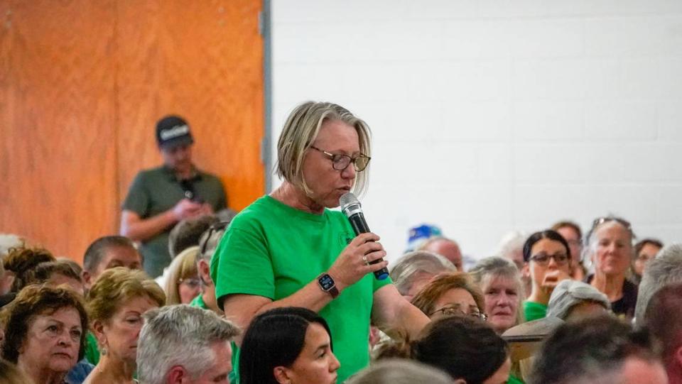 Nipomo Action Committe organizer Alison Martinez speaks at the South County Advisory Council’s town hall meeting on the proposed Dana Reserve housing development in Nipomo. Supporters and opponents of the project were given a chance to share their thoughts about the project.