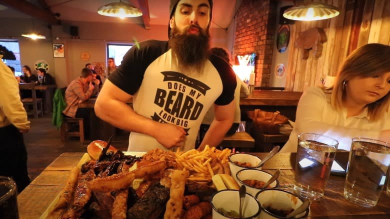 Adam Moran, Beard Meats Food, at the Breaking Badass BBQ Challenge at Longhorns Barbeque Steakhouse in Newcastle, United Kingdom