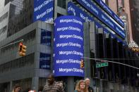 FILE PHOTO: The corporate logo of financial firm Morgan Stanley is pictured on the company's world headquarters in New York