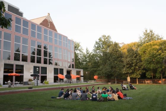 Students lounging on Princeton University campus