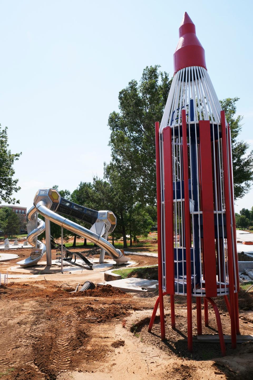 Passersby can monitor work progress on the Stephenson Park renovation project, shown July 25 along Boulevard Avenue in Edmond. A drainage structure issue will cause the delay in part of the park reopening.