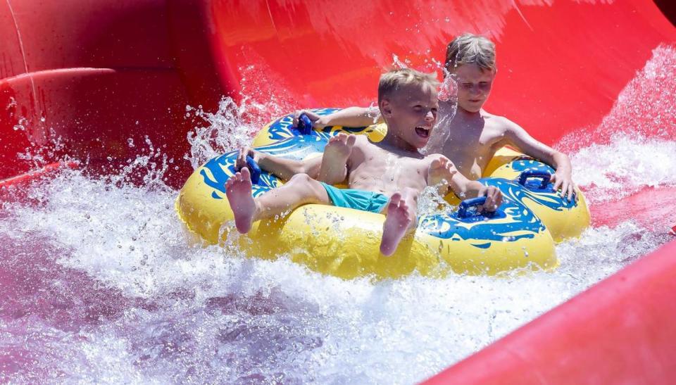 Roaring Springs says it has more than 20 water attractions, including thrill rides, a wave pool, an Endless River and the Bearfoot Bay children's playground.