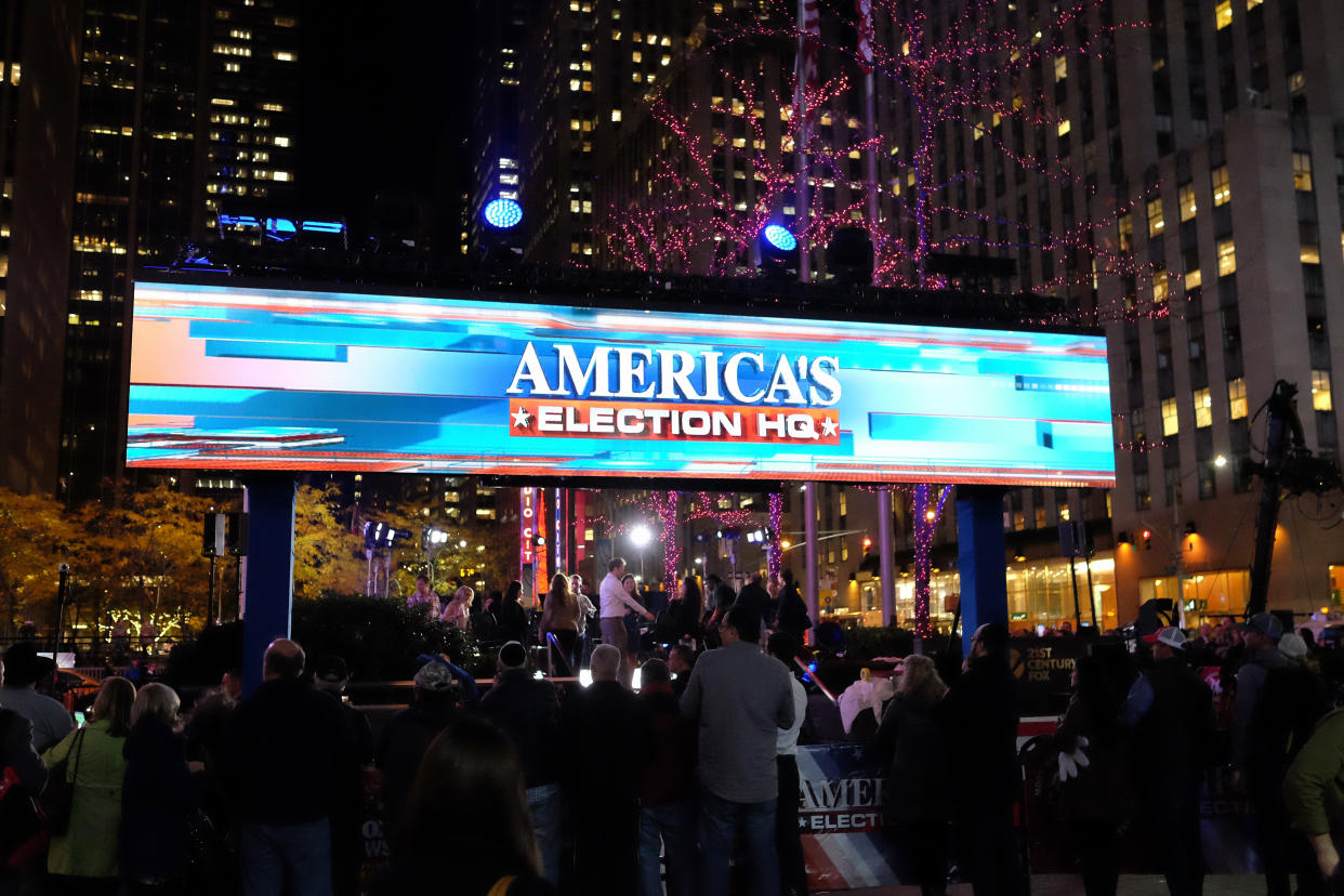 Outside Fox News headquarters on election night, Nov. 8, 2016