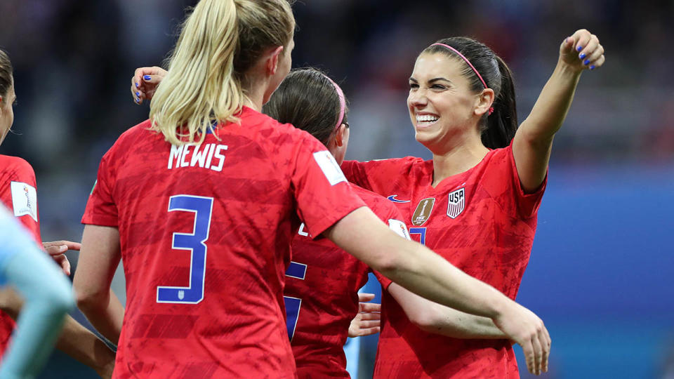 Team USA were pretty happy with themselves. (Photo by Charlotte Wilson/Offside/Getty Images)