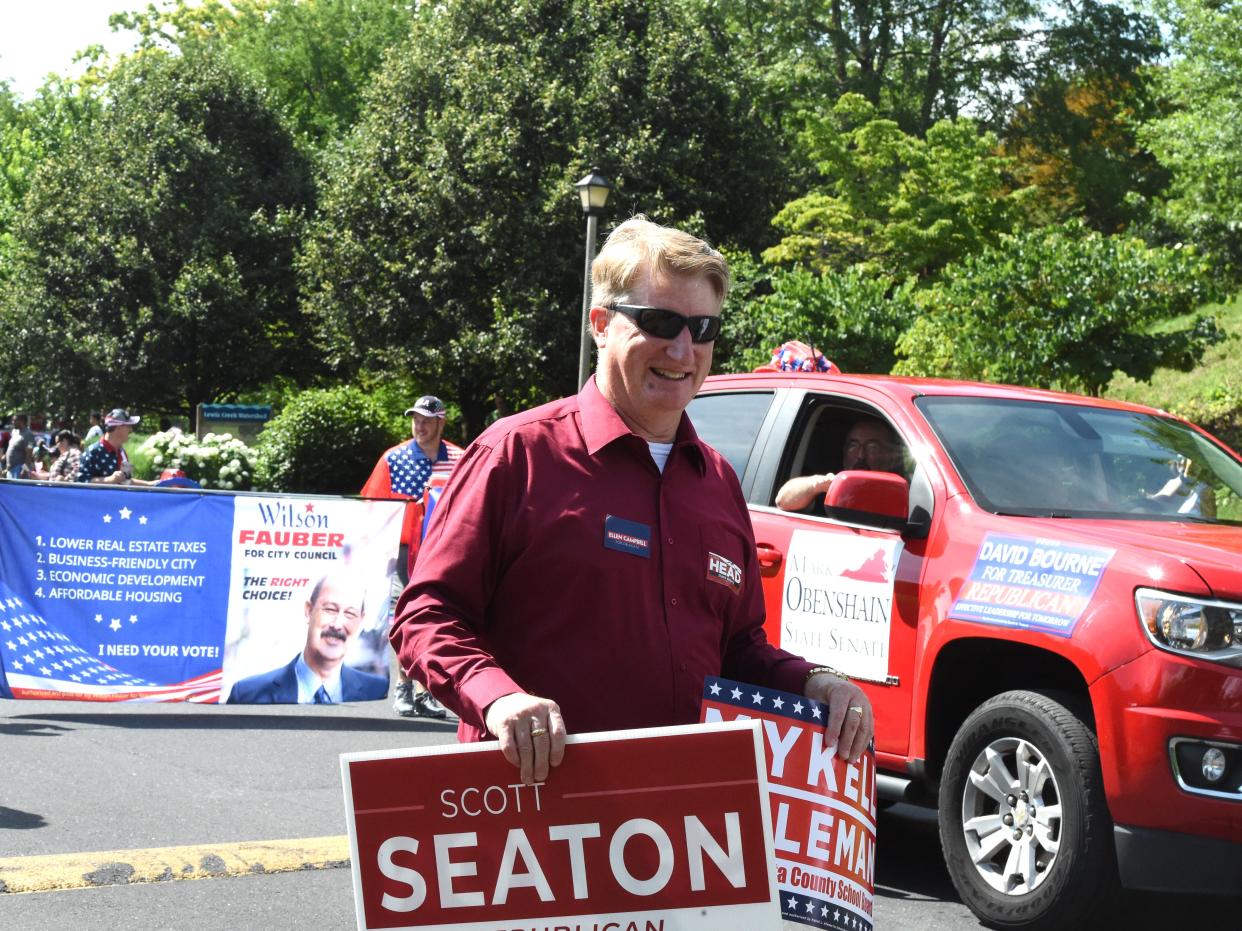 Augusta County Board of Supervisor member Scott Seaton, here in the Happy Birthday America parade, was accused by fellow board members of recording a closed session without their knowledge.