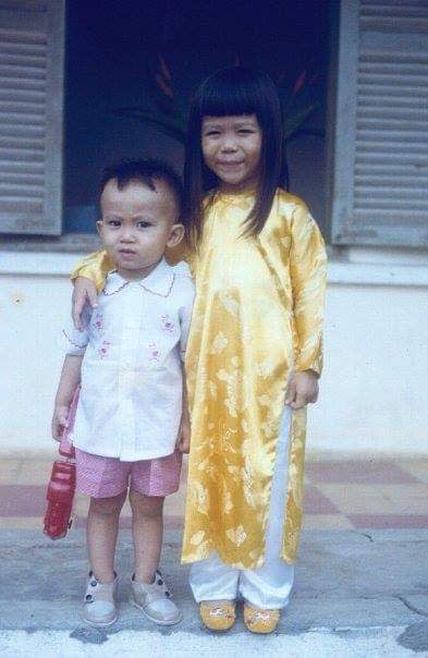 Thuan Le Elston and her brother Tran Le celebrate Tet in South Vietnam in the early 1970s.