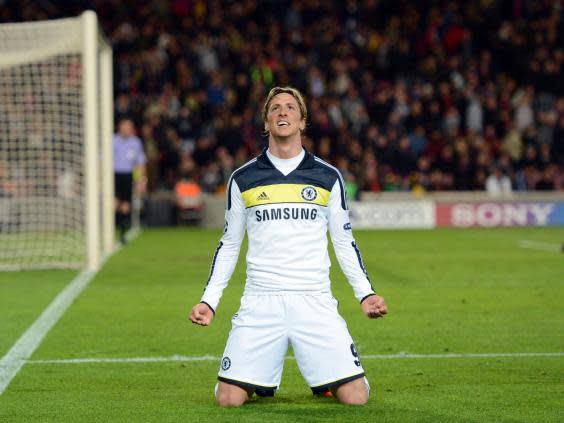 Torres celebrates scoring for Chelsea at Camp Nou (Getty Images)