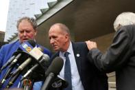 British cave diver Vernon Unsworth talks to reporters with attorneys after a U.S. District Court jury found Tesla Inc chief executive Elon Musk not liable for defamation damages, in Los Angeles