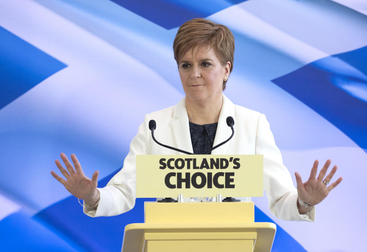 EMBARGOED TO 0001 SUNDAY JUNE 26 File photo dated 31/01/20 of First Minister Nicola Sturgeon speaking during an event in Edinburgh to outline Scottish independence plans. Scottish independence is essential to resolving the cost-of-living crisis impacting thousands of households, Nicola Sturgeon has said. The First Minister will on Tuesday outline her plans for holding a second referendum on Scotland's future in the UK to the Scottish Parliament. Issue date: Sunday June 26, 2022.