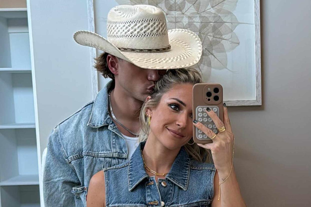 <p>Kristin Cavallari/Instagram</p> Mark Estes kisses Kristin Cavallari on the head