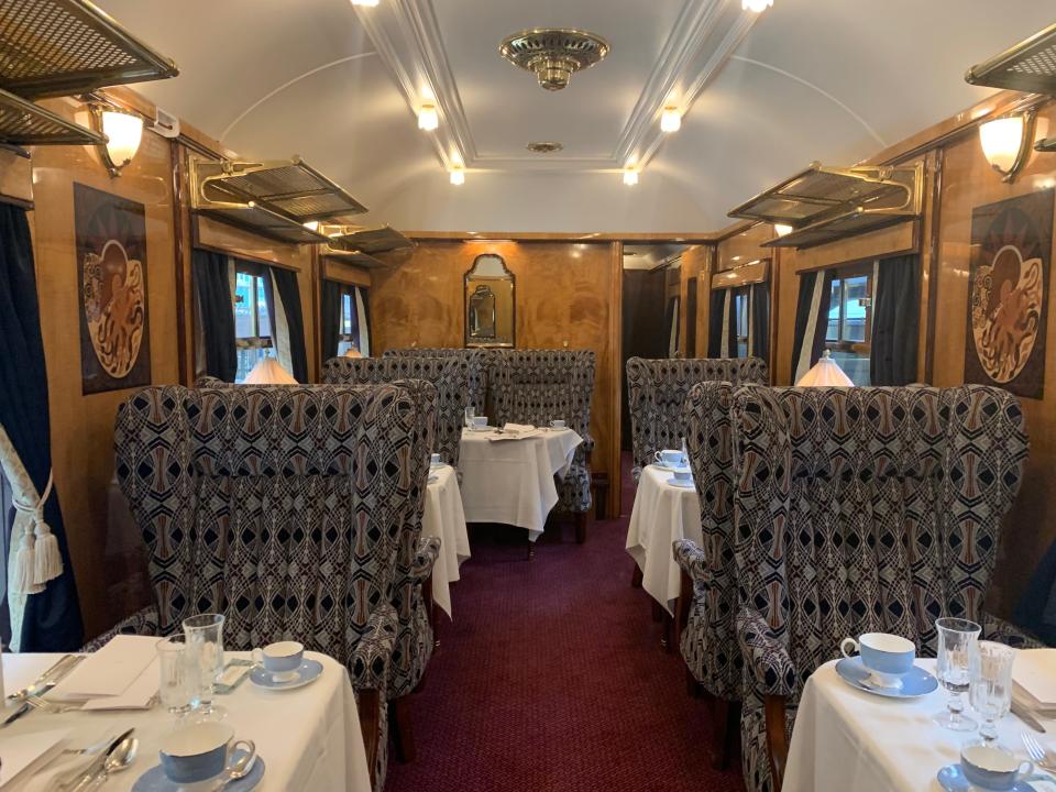 Inside the British Pullman train.