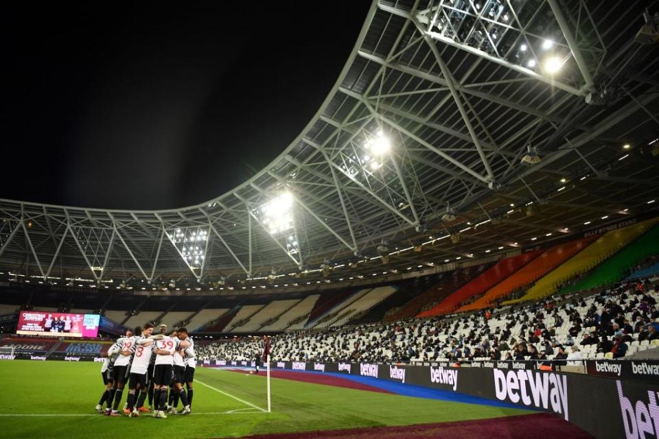 <p>Fans returned to the London Stadium</p>POOL/AFP