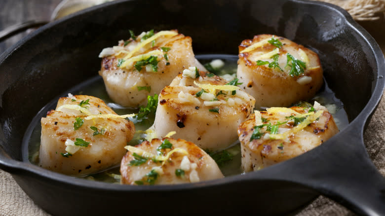 cast iron with scallops