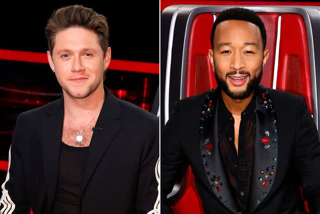 <p>Trae Patton/NBC via Getty Images (2)</p> Niall Horan and John Legend