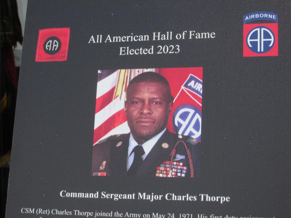 Retired Command Sgt. Maj. Charles Thorpe was inducted into the 82nd Airborne Division's 2023 Hall of Fame during a ceremony Wednesday, May 24, 2023, at Fort Bragg.