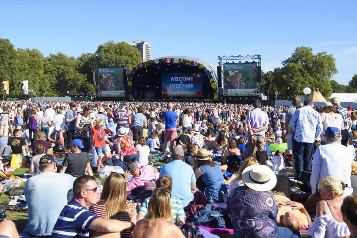 A general view of the stage at BBC Radio 2 Live in Hyde Park, London.