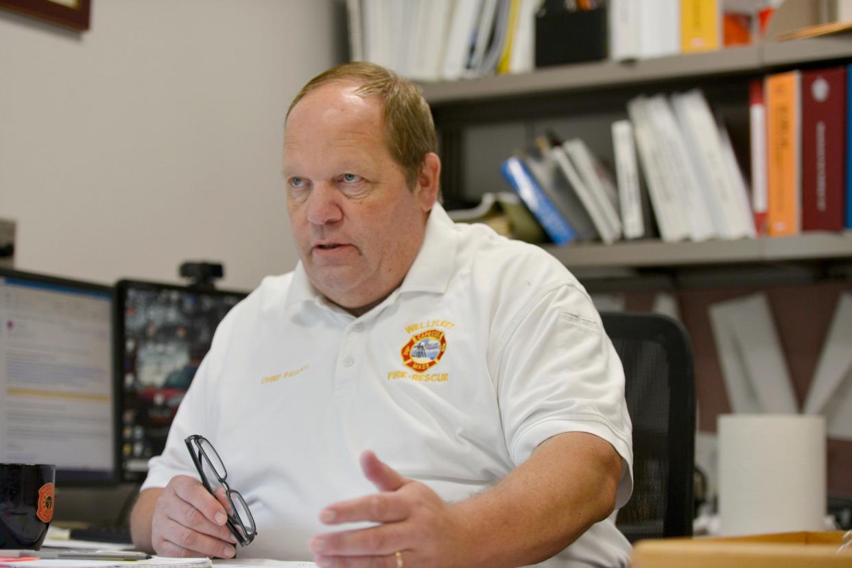 Wellfleet Fire Chief Richard Pauley Jr. is retiring Sept. 1 after 11 years as the town’s fire chief, 25 years as a chief in total, and a 40-year career in fire service. He spoke on Thursday in his office at the fire station about how the lack of moderately-priced housing has affected his department.