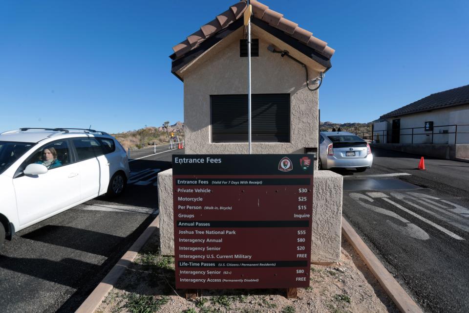 The shuttered ticket booth at Joshua Tree National Park on Friday, December 28, 2018. Visitors continue to enter the park despite it being unstaffed due to the government shutdown.