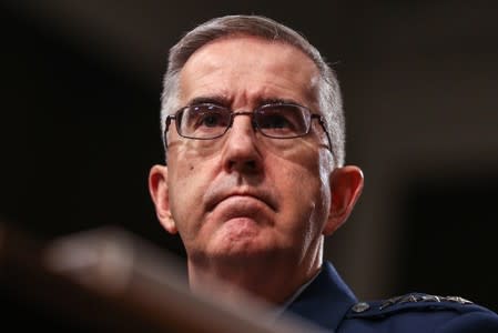 FILE PHOTO: Air Force Gen. John E. Hyten speaks at a Senate Armed Services hearing on the proposal to establish a U.S. Space Force in Washington