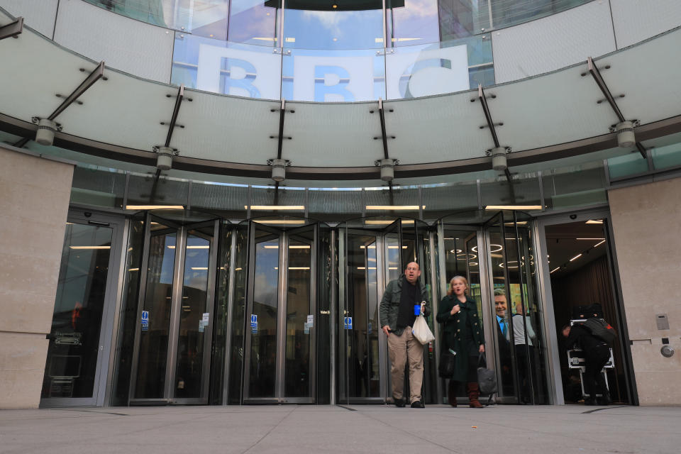 New BBC Broadcasting House in London after BBC has announced cuts to Newsnight, 5Live and other news output, leading to around 450 job losses.