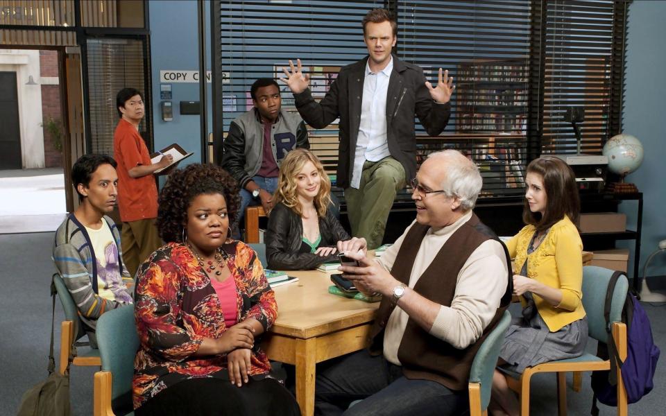 The cast of "Community" poses for a promotional photo