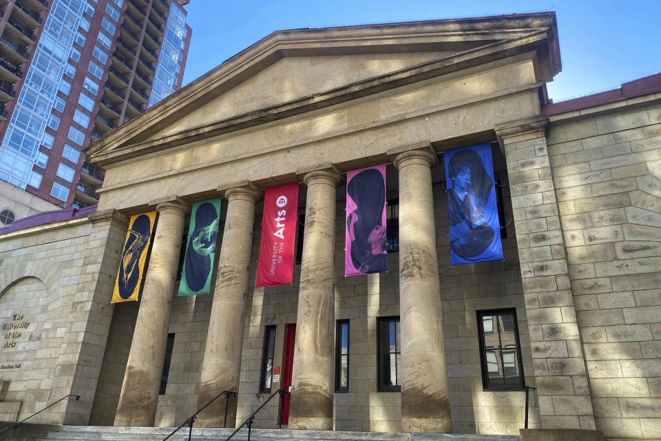 The University of the Arts in Philadelphia, on May 1, 2024. The University of the Arts, an institution with roots more than a century and a half old in Philadelphia, has abruptly announced it will close in a week, citing declining enrollment and revenues as well as increasing expenses. (Harold Brubaker/The Philadelphia Inquirer via AP)