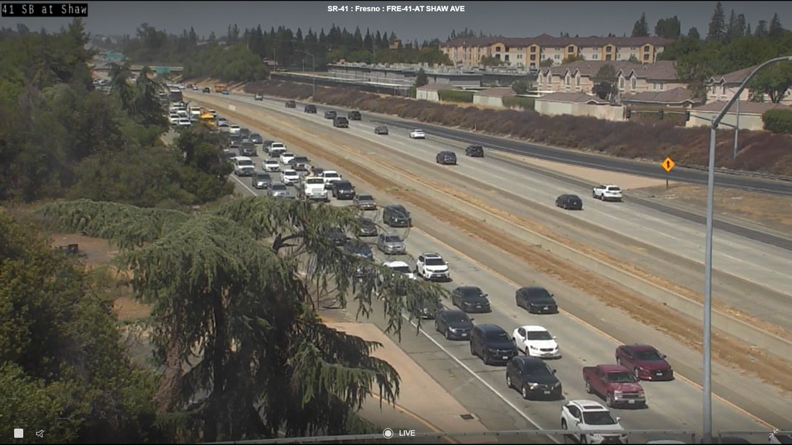 Traffic is backed up on Highway 41, near Shaw in Fresno on Wednesday, Aug. 31, 2022.