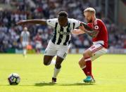 Football Soccer Britain - West Bromwich Albion v Middlesbrough - Premier League - The Hawthorns - 28/8/16 West Bromwich Albion's Saido Berahino in action with Middlesbrough's Adam Clayton Action Images via Reuters / John Sibley Livepic