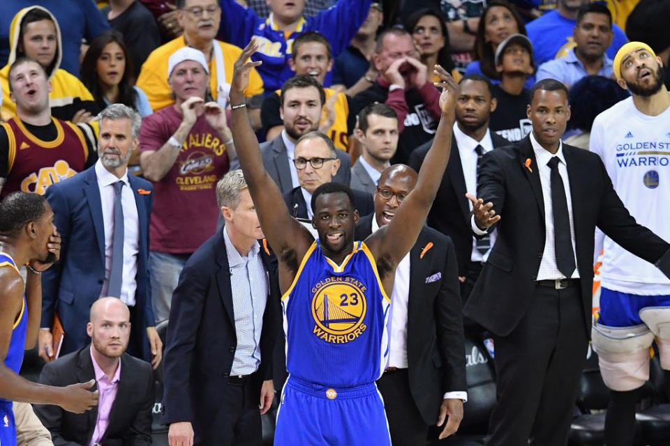 Draymond Green embraces his role as the villain as Cavs fans boo him. (Getty Images)