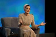 Qatar's Sheikha Moza bint Nasser speaks during the first focus event on education at the donors Conference for Syria in London, Britain February 4, 2016. REUTERS/Matt Dunham/pool