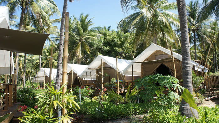 Haven of tranquility: La Cocoteraie's eight-tented resort is a haven of tranquility in the middle of a coconut plantation. (