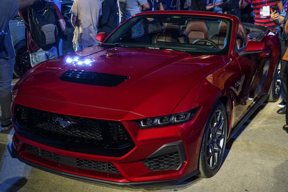 A 2024 Ford Mustang is on display after it debuts during the 2022 North American International Auto Show held at Hart Plaza in downtown Detroit on Wednesday., Sept. 14, 2022.