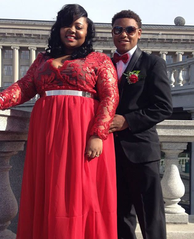 US student Alexus Miller-Wigfall was suspended for her 'revealing' prom dress in 2015. Photo: Alicia Sneed